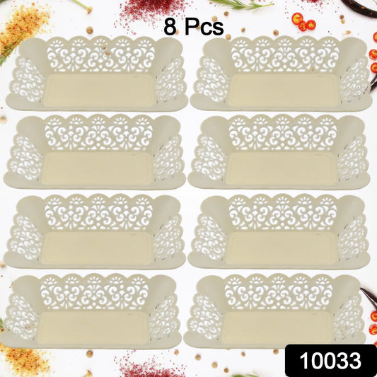 Rectangle Plastic Dinner Plate Serving Trays Home School Office 8 Pcs Set