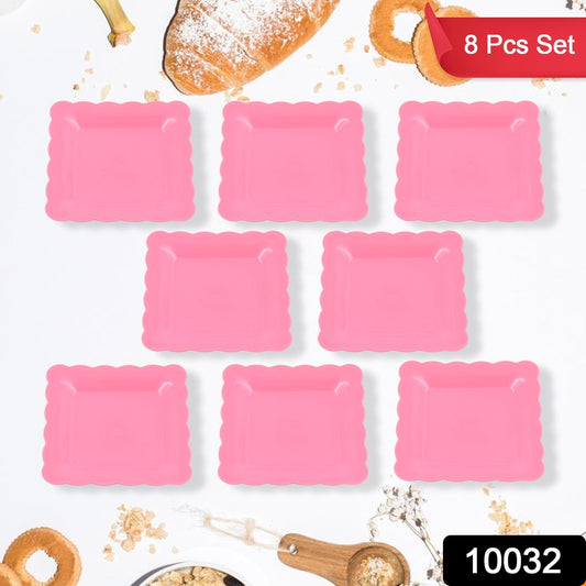 Square Plastic Dinner Plate Snacks Breakfast Serving Trays Home School 8 Pc Set