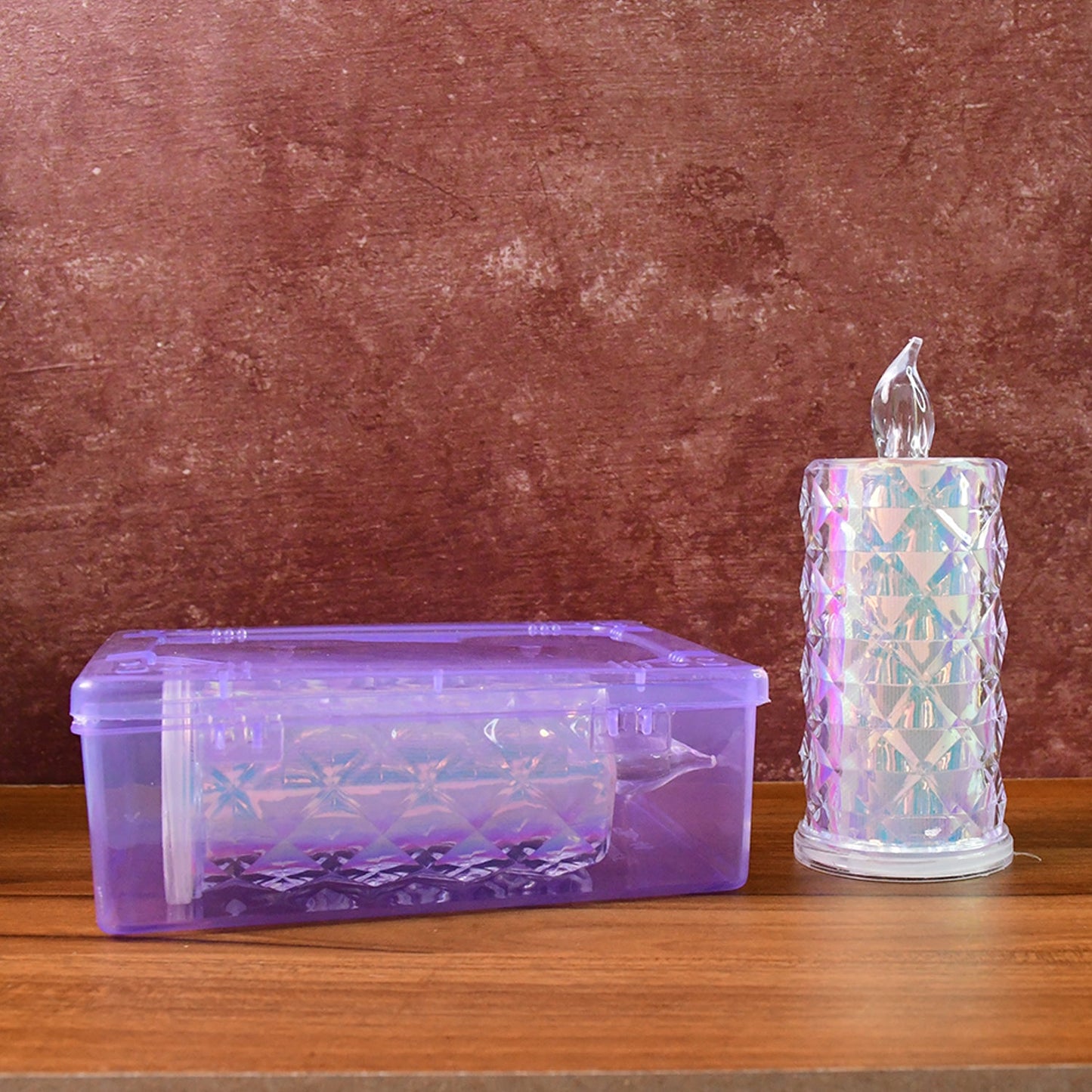 Decorative LED Candle Lights with Holographic Finish (2 Pc / Set)