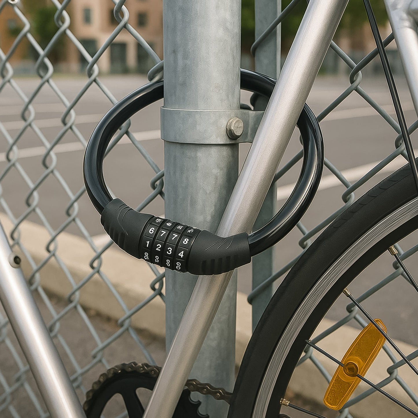 Bike Lock Cable Resettable Cable Lock - Self Coiling 4 Digit Combination Bike Lock