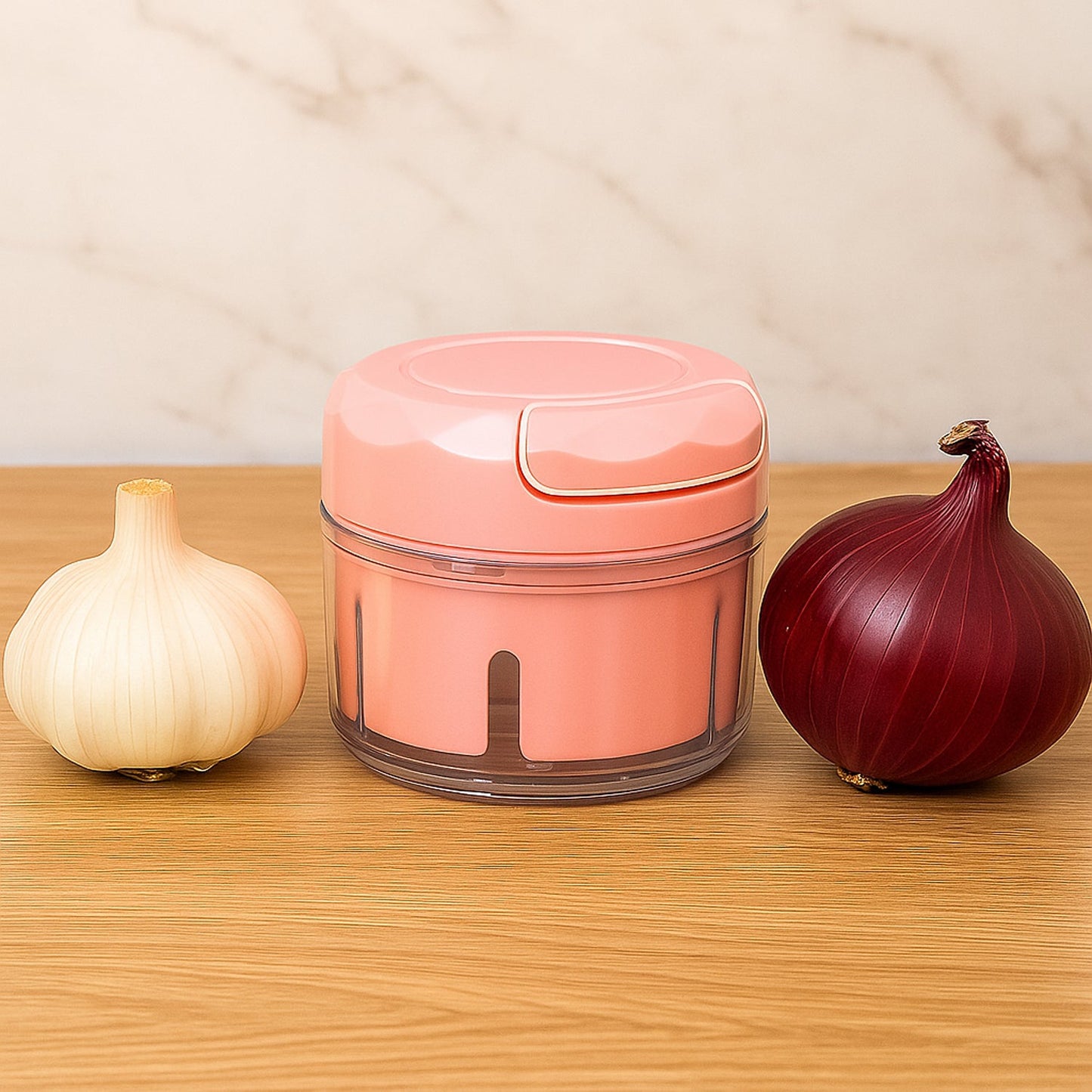 Manual Mini Food Processor Vegetable Chopper Hand Pull String Onion Chopper (1 Pc)