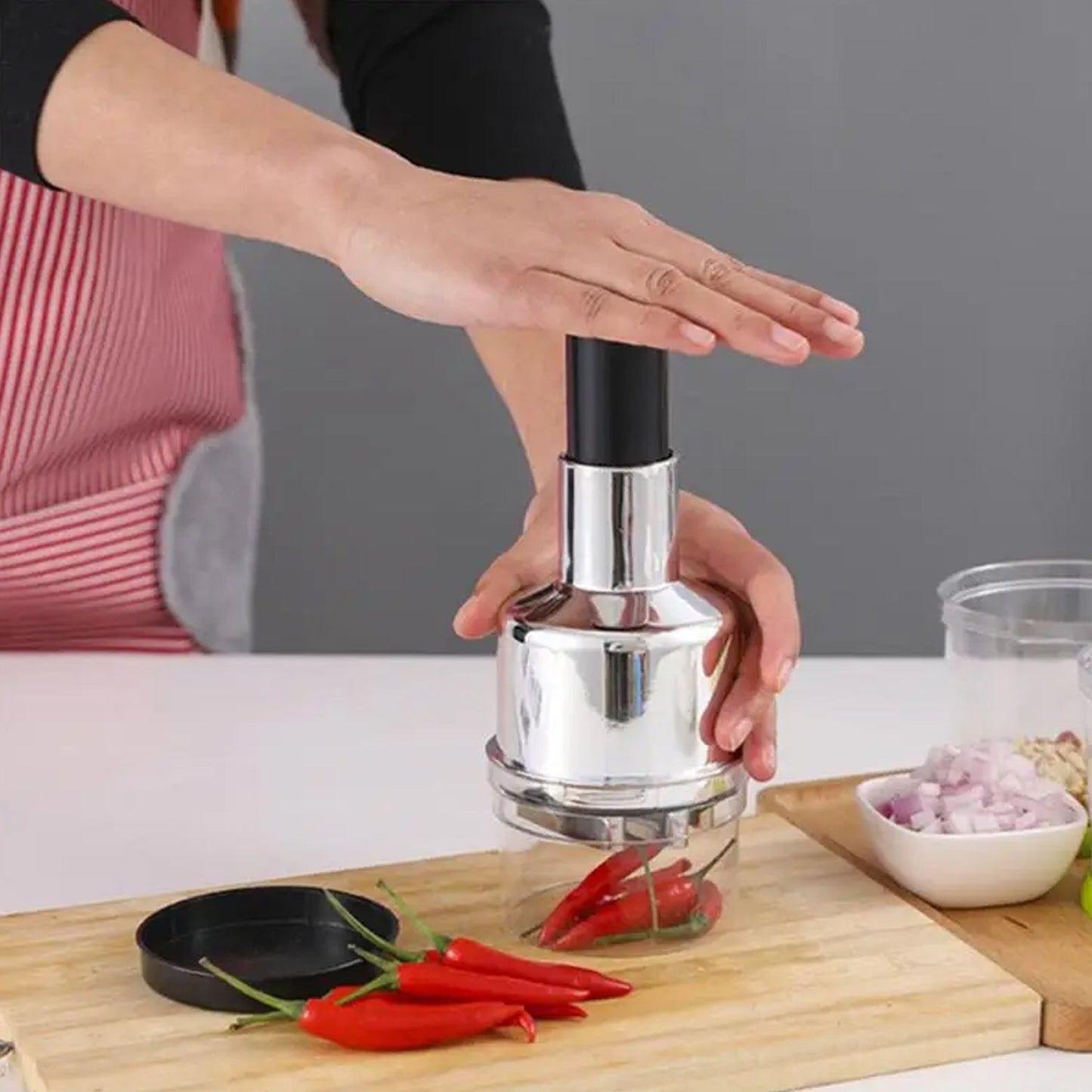 Stainless Steel Food Cutter & Chopper for Vegetables and Nuts