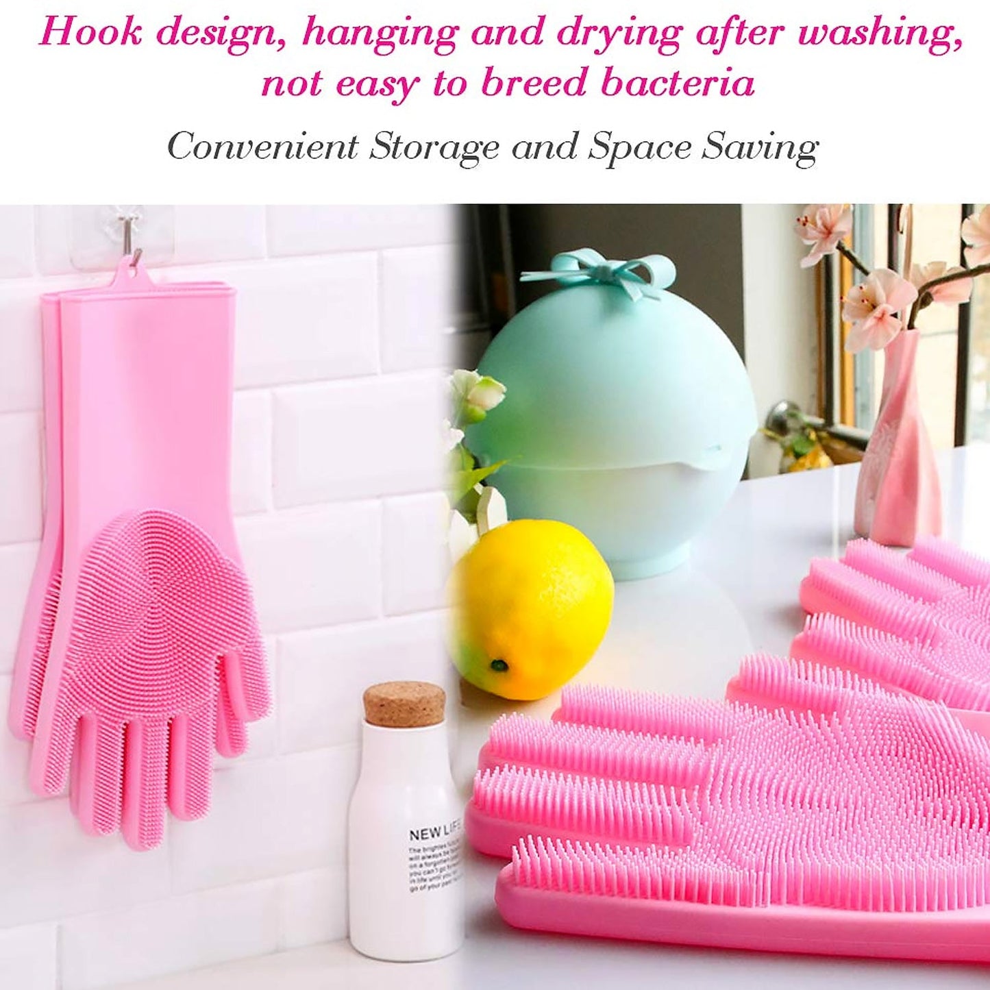 Dishwashing Gloves with Scrubber (1 Pair, 250 Gm)