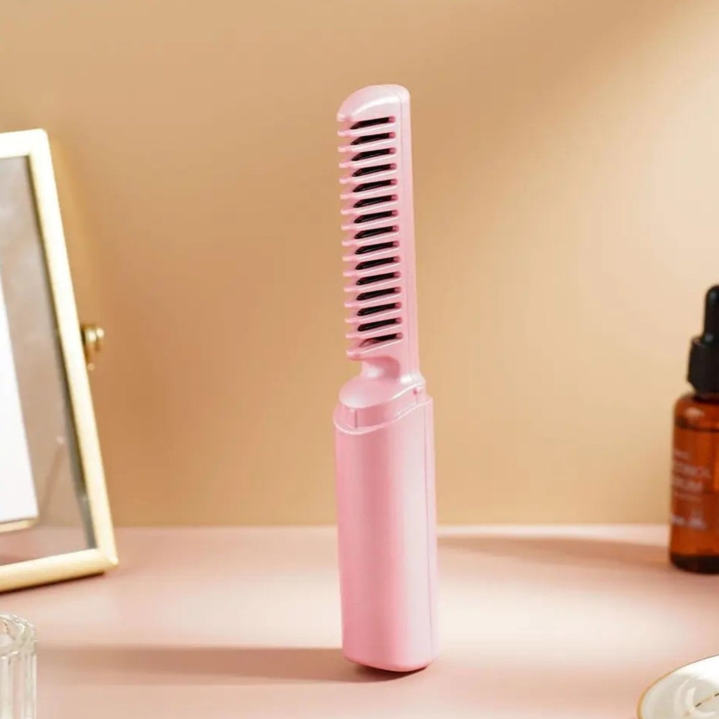 Rechargeable Mini Hair Straightener,  Three Temperature Adjustments Flat Iron Comb (1 Pc)