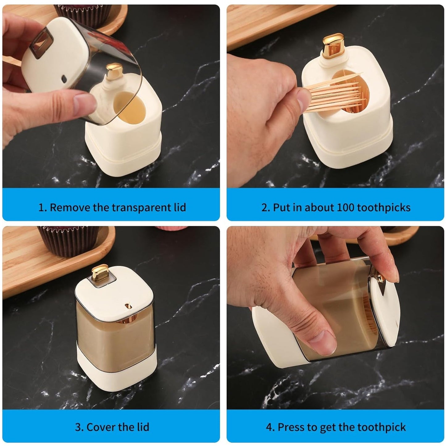 Toothpick Holder Dispensers,  for Home Living room Kitchen Restaurant (1 Pc)