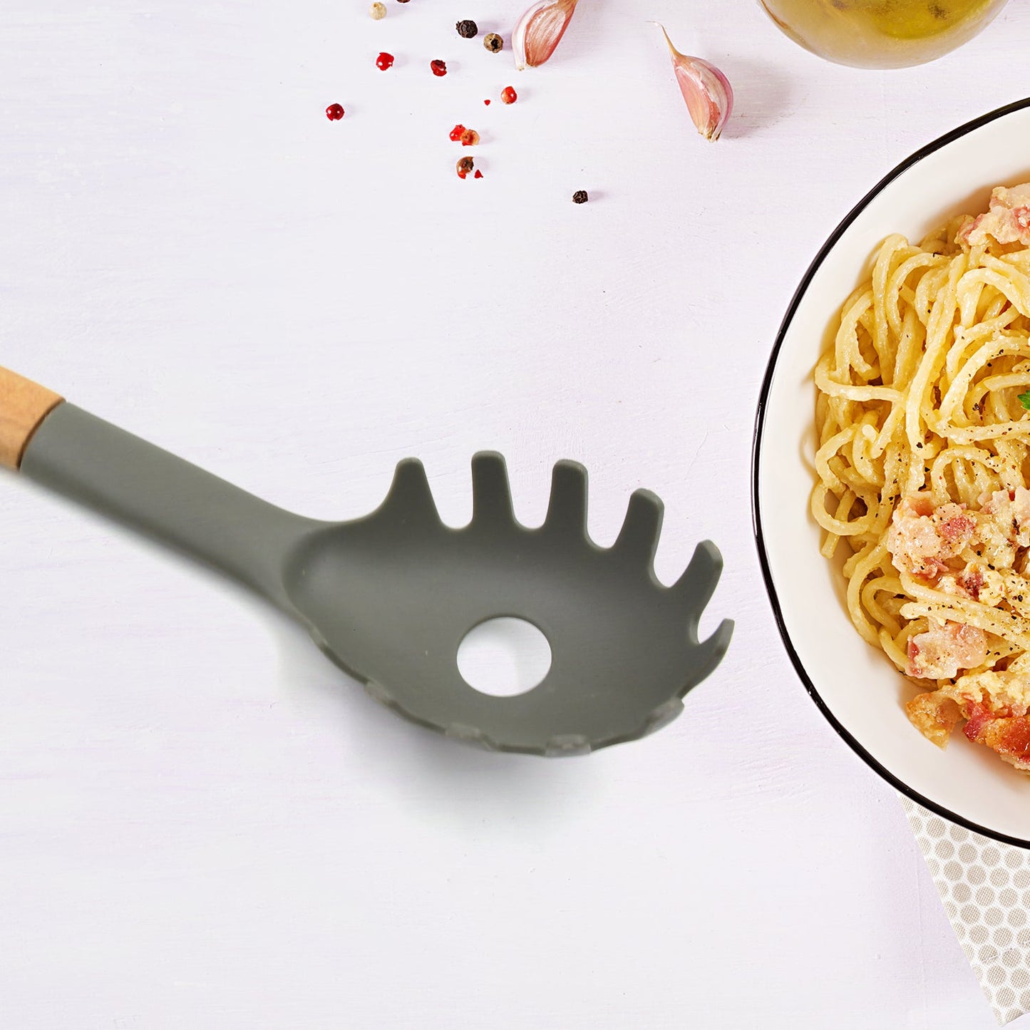 Plastic Kitchen Whisk Pasta Spoon Soup Spoon  1 Pc