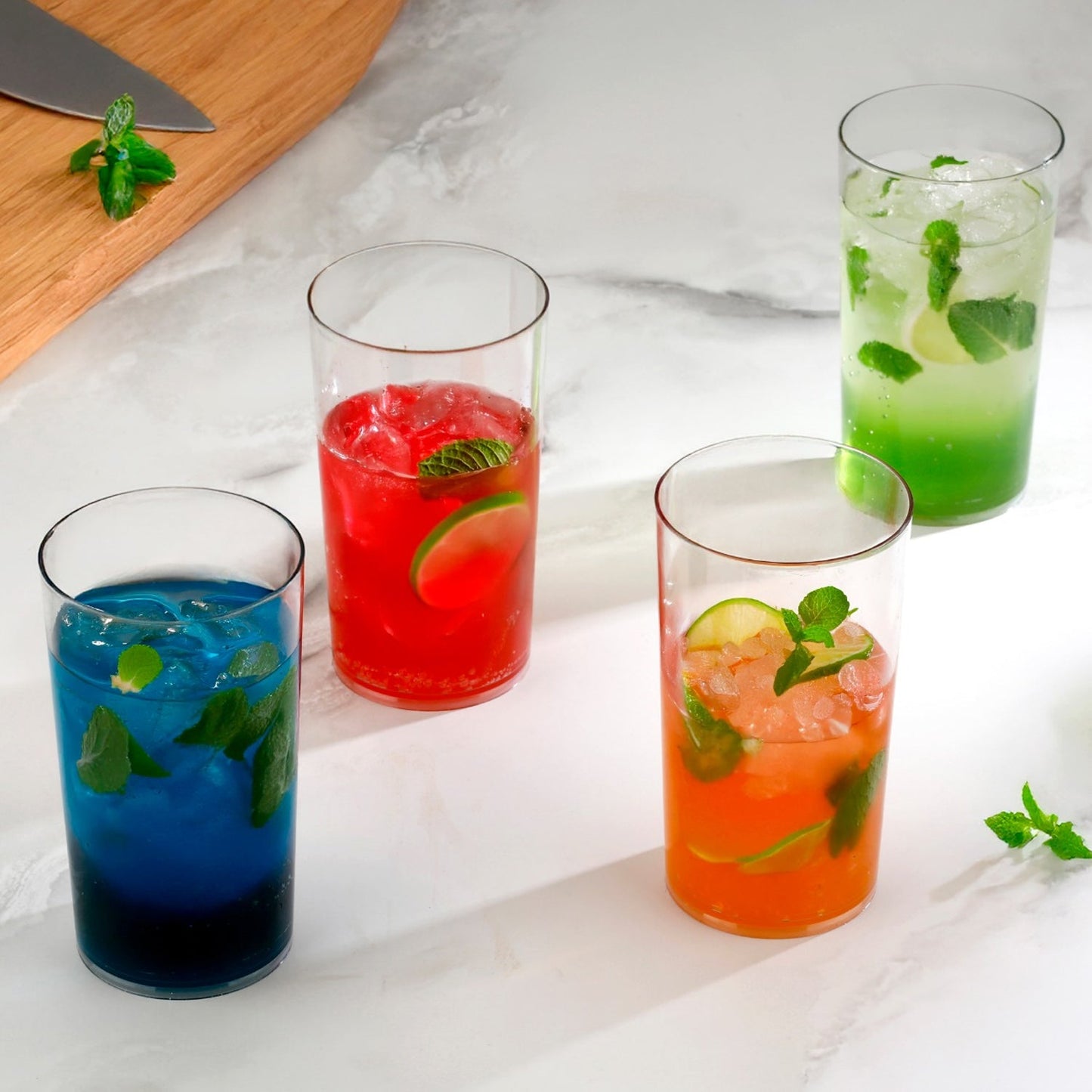 Round Clear Plastic Unbreakable Transparent Glass Set ( 300ml 6pc )