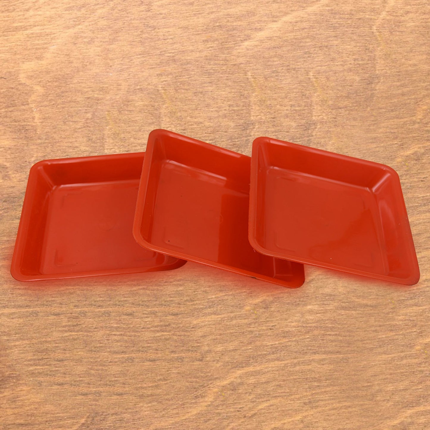 Square Plastic Halwa Dinner Plate Snacks Tray Set for Home Office 3 Pcs