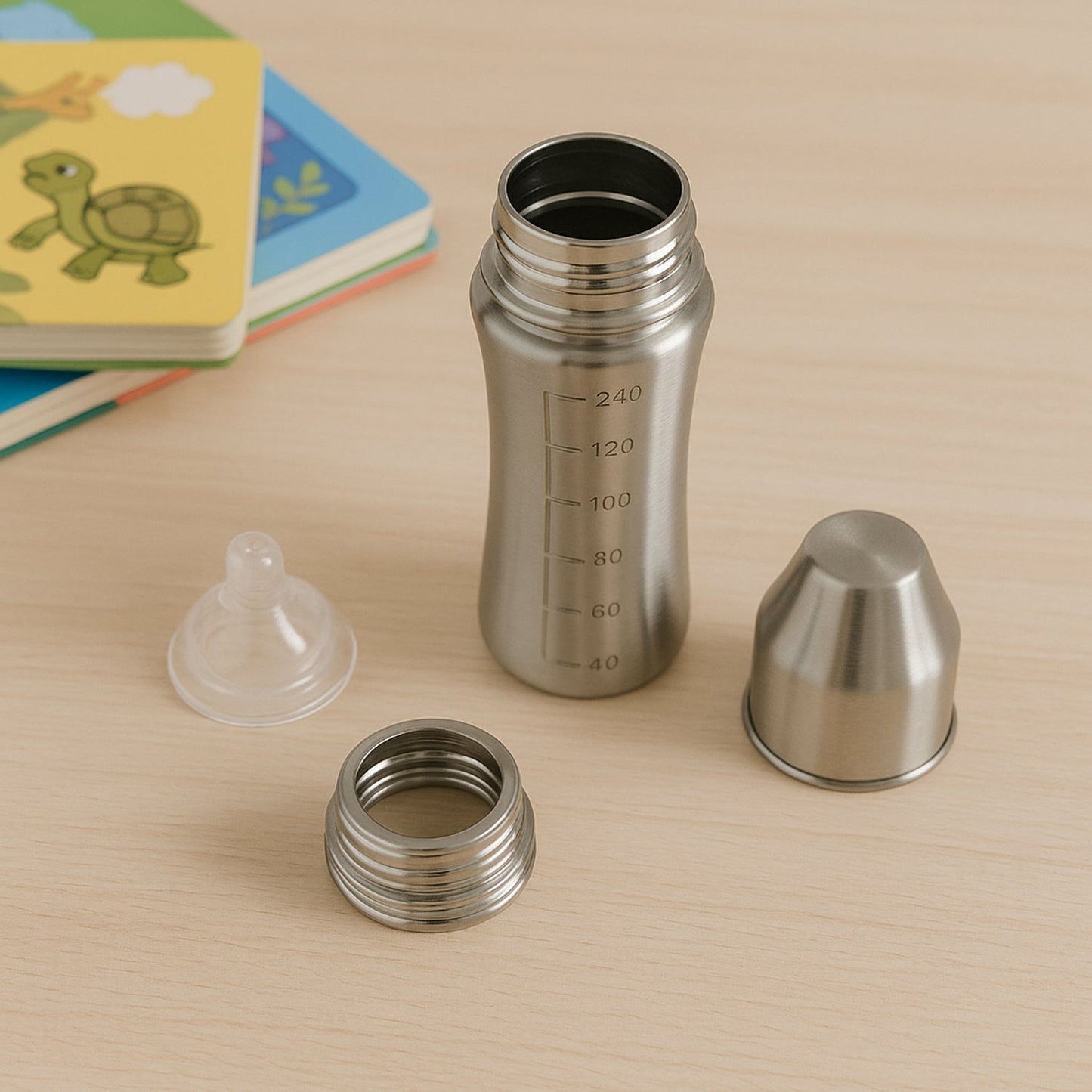 Ganesh Stainless Steel Baby Feeding Bottle for New Born Infants Toddler  250 ML