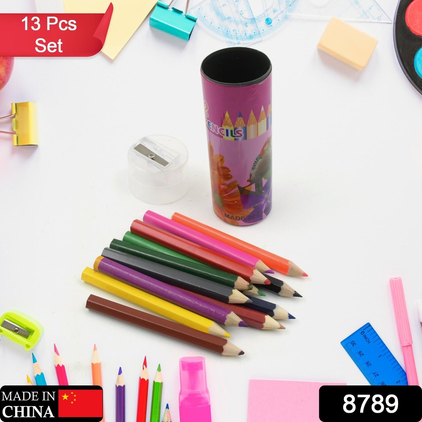 12pcs Colored Pencils With Sharpner Artist Pencils Colored (13 Pcs Set)