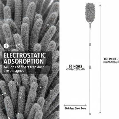 Microfiber Dusters for Cleaning, Telescoping Feather Duster with 100 inches Extendable Handle Pole, Dusting Cleaning Tools for Cleaning High Ceiling, Ceiling Fan, Blinds, Cobwebs, Furniture, Cars