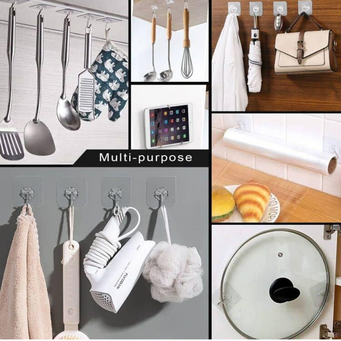 Heavy Duty Flower Adhesive Wall Hooks - (10 Pc / Set)