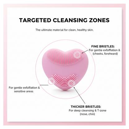 Heart-Shaped Silicone Face Wash Brush – Facial Cleansing Scrubber for Women
