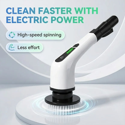 7-in-1 Electric Spin Scrubber Cleaning Brush with Extension Handle (1 Set)