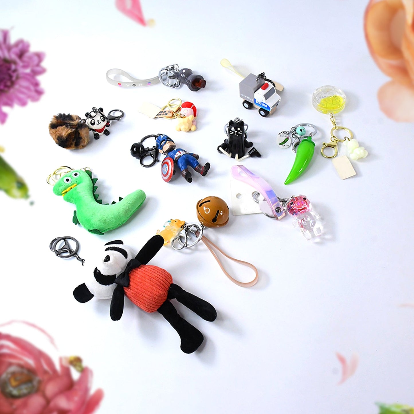 Mix Design & Size Keychain - Durable & Stylish Accessory (1 Pc / Mix Color)