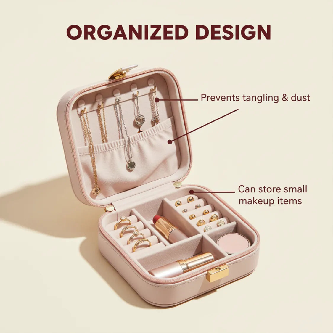 Mini PU Leather jewellery Box for Travel & Storage