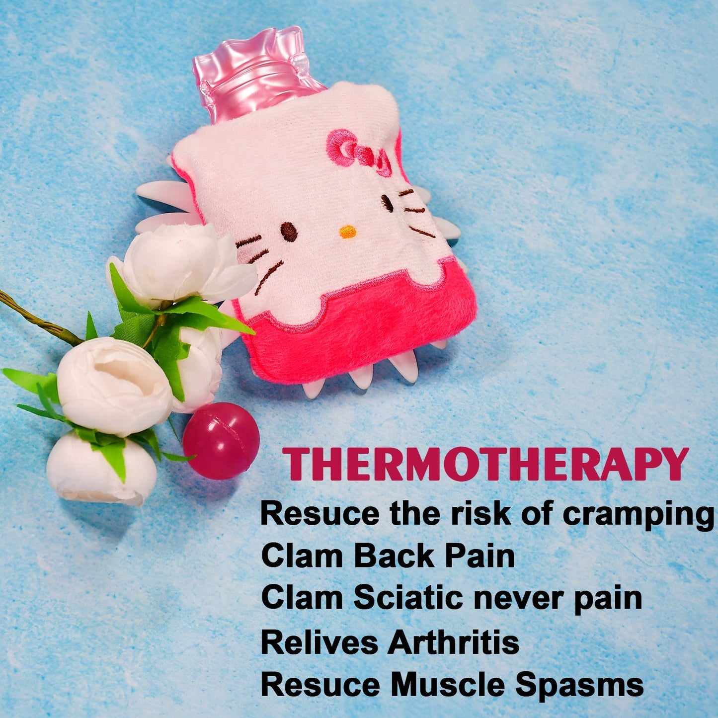 Pink Small Hot Water Bag with Cover for Pain Relief