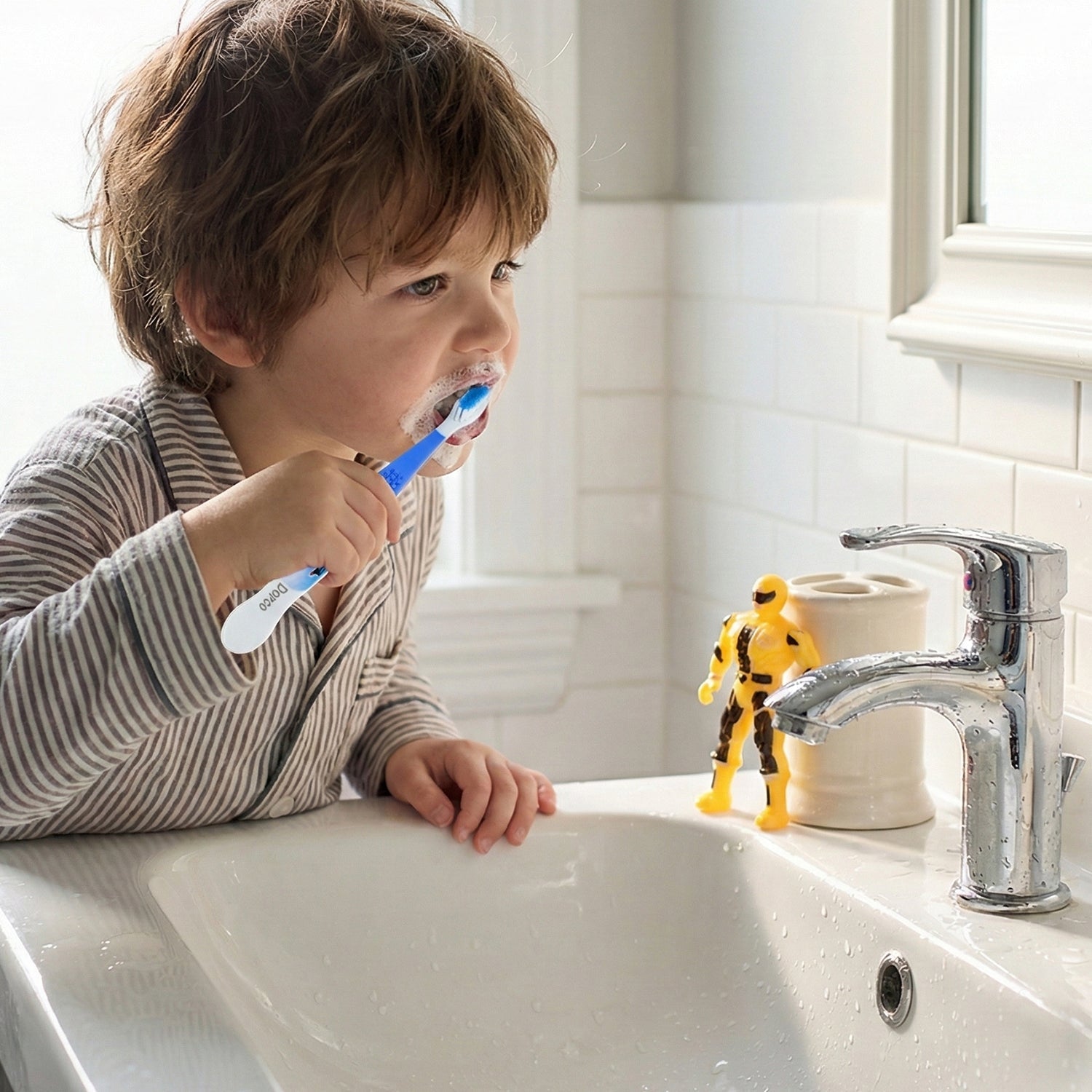 cartoon robot toothbrush set