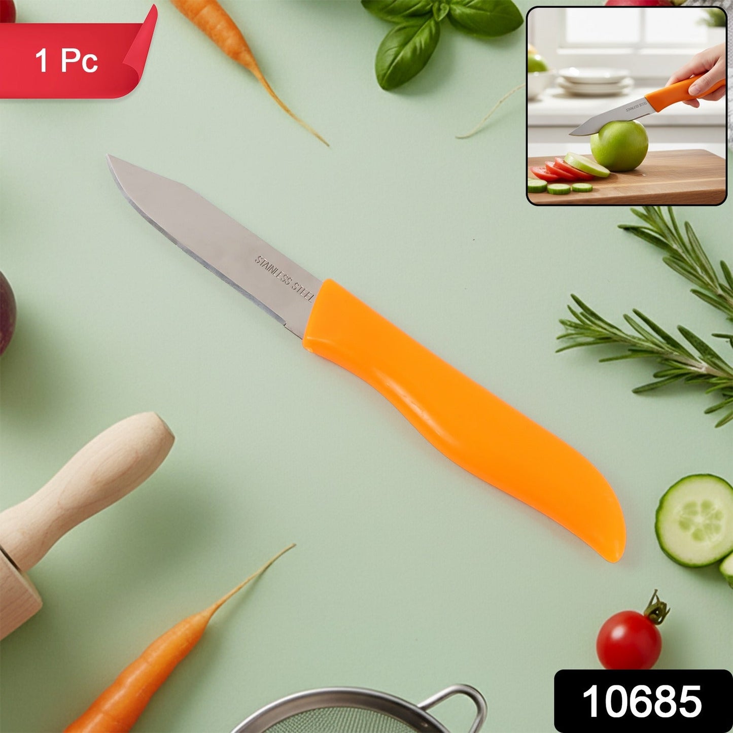 Sharp stainless steel paring knife for precise cutting