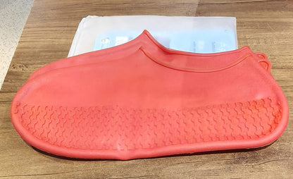 Orange Non-Slip Silicone Rain Reusable Anti skid Waterproof Fordable (1 Pair)