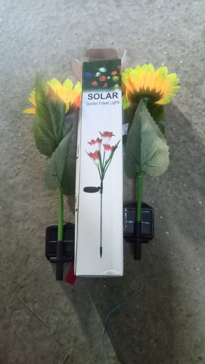 2 Pc Outdoor Solar Sunflower Lights – Waterproof Garden Landscape Stake Light
