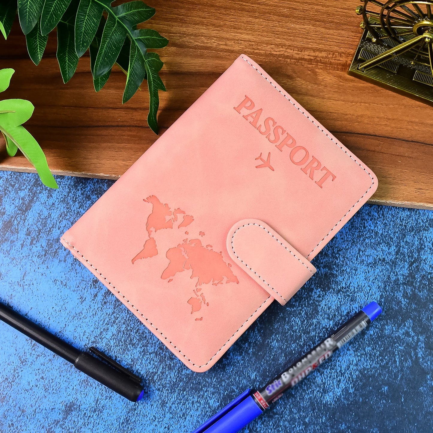 Premium World Map Design Passport Organizer Wallet
